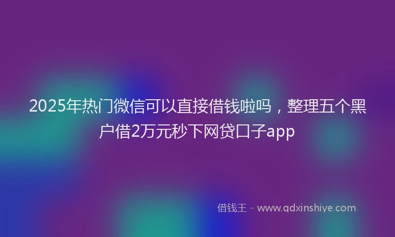 2025年热门微信可以直接借钱啦吗，整理五个黑户借2万元秒下网贷口子app