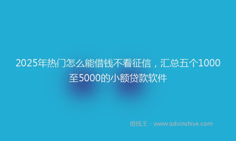 2025年热门怎么能借钱不看征信，汇总五个1000至5000的小额贷款软件