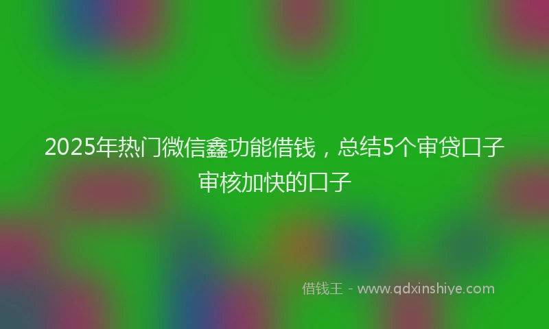 2025年热门微信鑫功能借钱,总结5个审贷口子审核加快的口子
