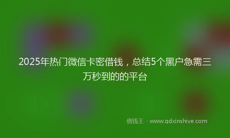 2025年热门微信卡密借钱，总结5个黑户急需三万秒到的的平台