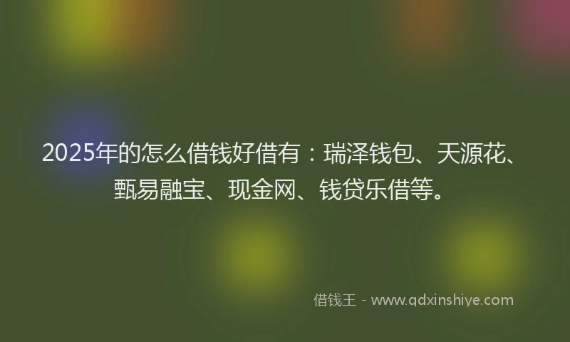2025年的怎么借钱好借有：瑞泽钱包、天源花、甄易融宝、现金网、钱贷乐借等。