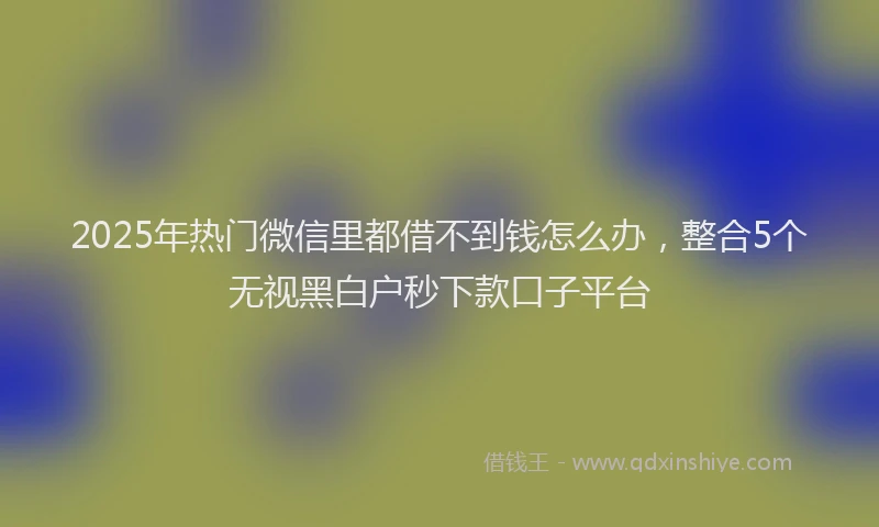 2025年热门微信里都借不到钱怎么办，整合5个无视黑白户秒下款口子平台