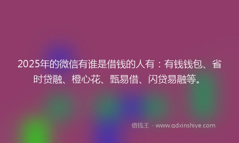 2025年的微信有谁是借钱的人有：有钱钱包、省时贷融、橙心花、甄易借、闪贷易融等。