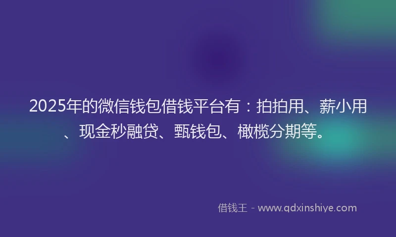 2025年的微信钱包借钱平台有：拍拍用、薪小用、现金秒融贷、甄钱包、橄榄分期等。