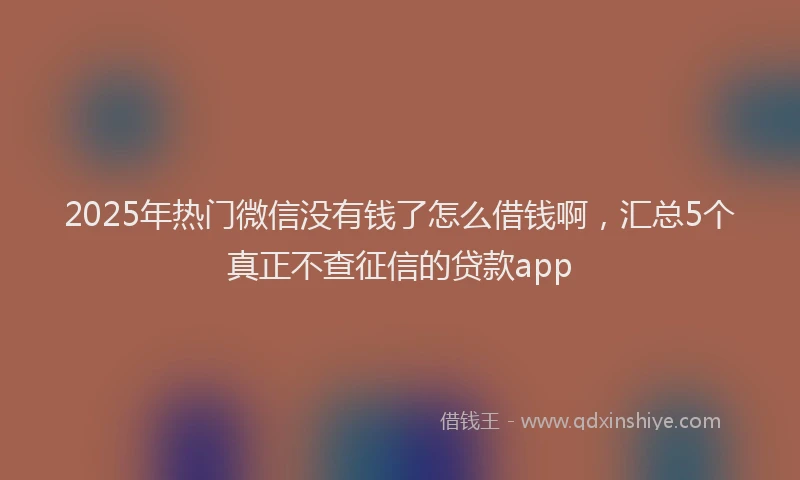 2025年热门微信没有钱了怎么借钱啊，汇总5个真正不查征信的贷款app