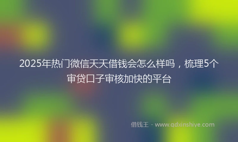 2025年热门微信天天借钱会怎么样吗，梳理5个审贷口子审核加快的平台