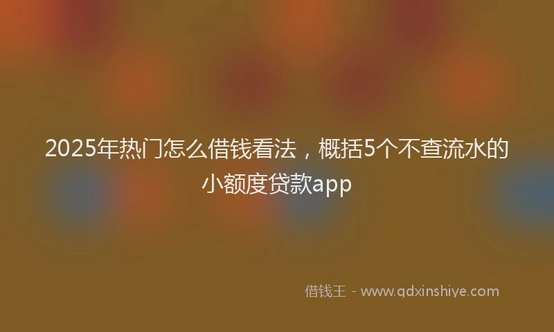 2025年热门怎么借钱看法，概括5个不查流水的小额度贷款app
