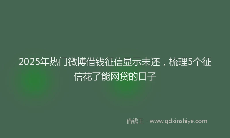 2025年热门微博借钱征信显示未还，梳理5个征信花了能网贷的口子