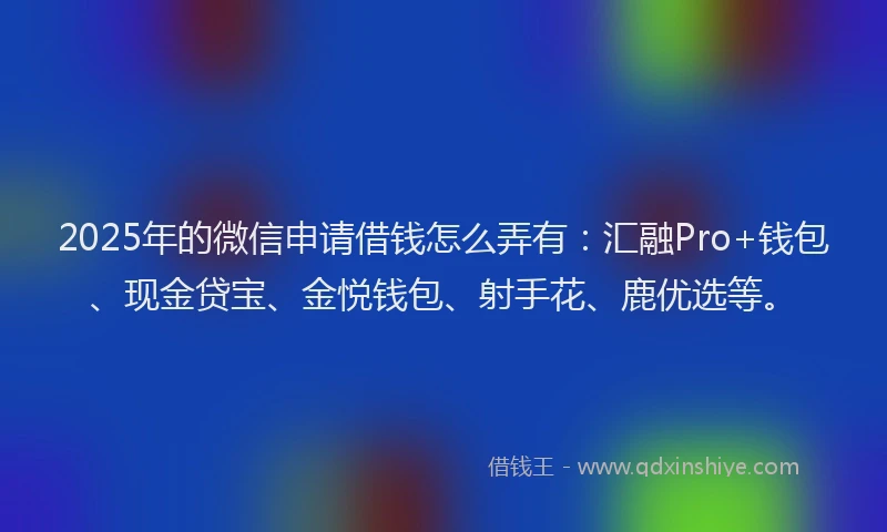 2025年的微信申请借钱怎么弄有：汇融Pro+钱包、现金贷宝、金悦钱包、射手花、鹿优选等。