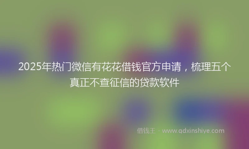 2025年热门微信有花花借钱官方申请，梳理五个真正不查征信的贷款软件
