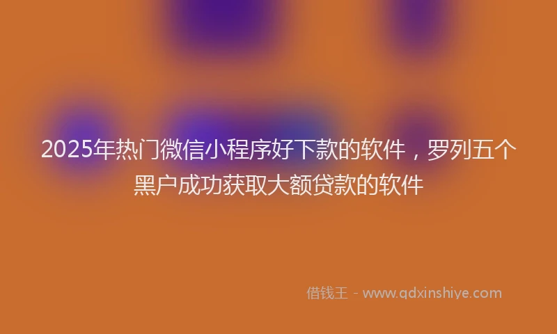 2025年热门微信小程序好下款的软件，罗列五个黑户成功获取大额贷款的软件