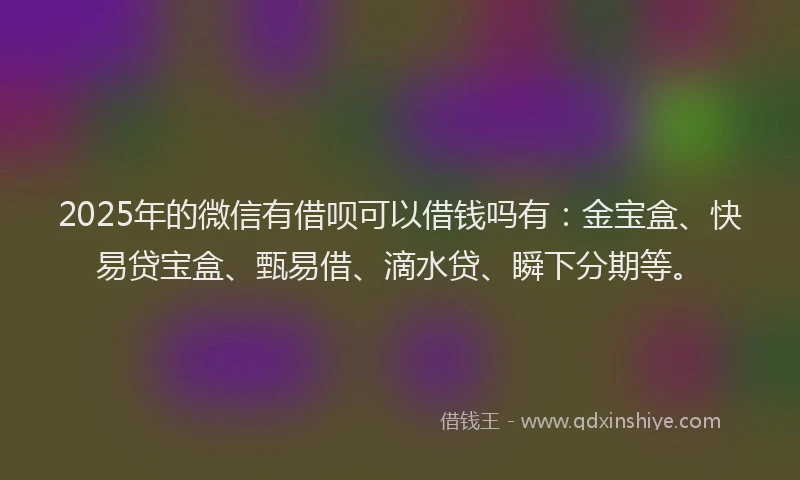 2025年的微信有借呗可以借钱吗有：金宝盒、快易贷宝盒、甄易借、滴水贷、瞬下分期等。