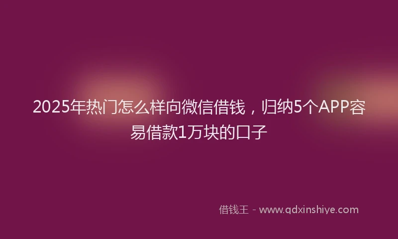 2025年热门怎么样向微信借钱，归纳5个APP容易借款1万块的口子