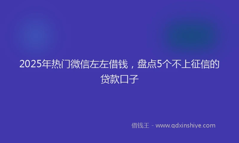2025年热门微信左左借钱，盘点5个不上征信的贷款口子