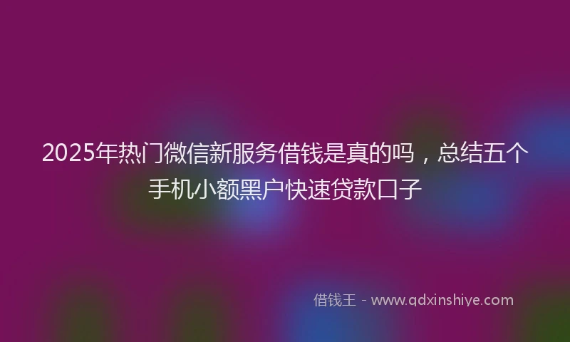 2025年热门微信新服务借钱是真的吗，总结五个手机小额黑户快速贷款口子