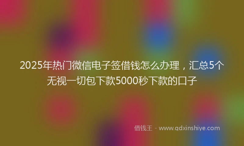 2025年热门微信电子签借钱怎么办理，汇总5个无视一切包下款5000秒下款的口子