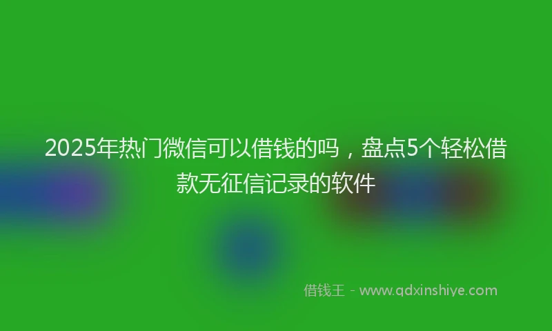2025年热门微信可以借钱的吗，盘点5个轻松借款无征信记录的软件