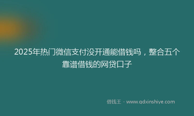 2025年热门微信支付没开通能借钱吗，整合五个靠谱借钱的网贷口子