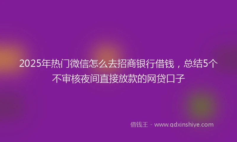 2025年热门微信怎么去招商银行借钱，总结5个不审核夜间直接放款的网贷口子