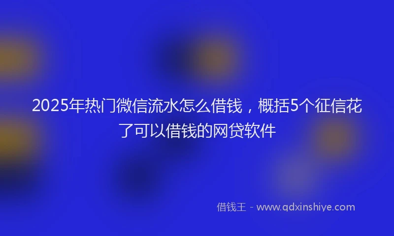 2025年热门微信流水怎么借钱，概括5个征信花了可以借钱的网贷软件