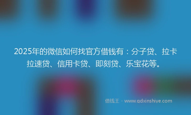 2025年的微信如何找官方借钱有：分子贷、拉卡拉速贷、信用卡贷、即刻贷、乐宝花等。