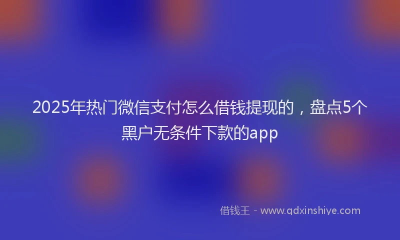 2025年热门微信支付怎么借钱提现的，盘点5个黑户无条件下款的app