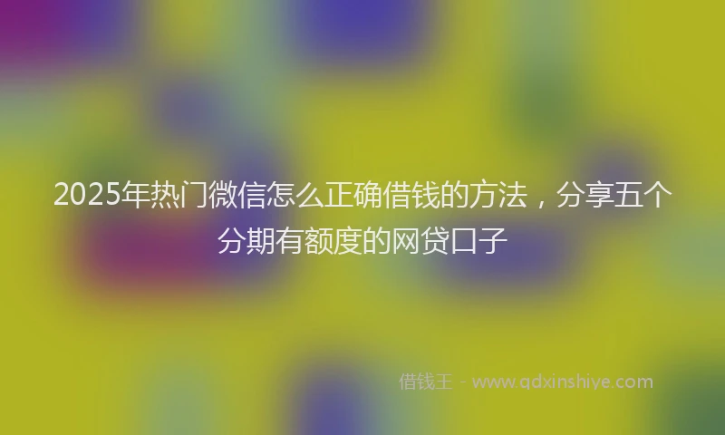 2025年热门微信怎么正确借钱的方法，分享五个分期有额度的网贷口子