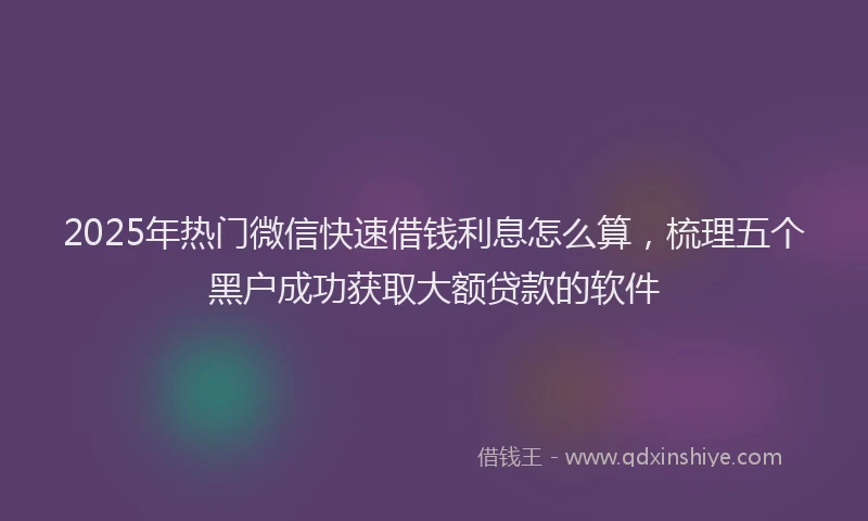 2025年热门微信快速借钱利息怎么算，梳理五个黑户成功获取大额贷款的软件