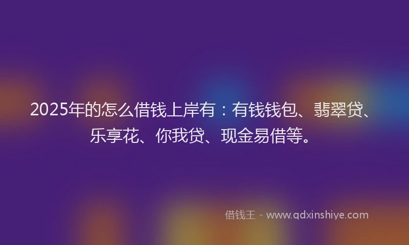 2025年的怎么借钱上岸有：有钱钱包、翡翠贷、乐享花、你我贷、现金易借等。