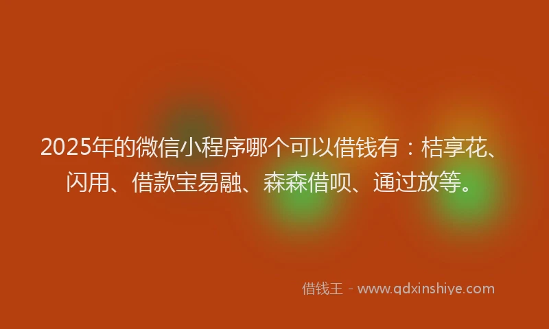 2025年的微信小程序哪个可以借钱有：桔享花、闪用、借款宝易融、森森借呗、通过放等。