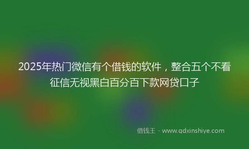 2025年热门微信有个借钱的软件，整合五个不看征信无视黑白百分百下款网贷口子