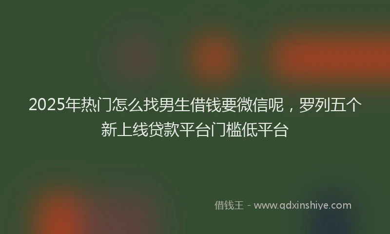 2025年热门怎么找男生借钱要微信呢,罗列五个新上线贷款平台门槛低平台