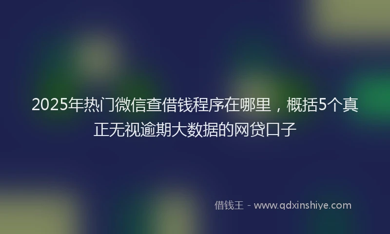 2025年热门微信查借钱程序在哪里，概括5个真正无视逾期大数据的网贷口子