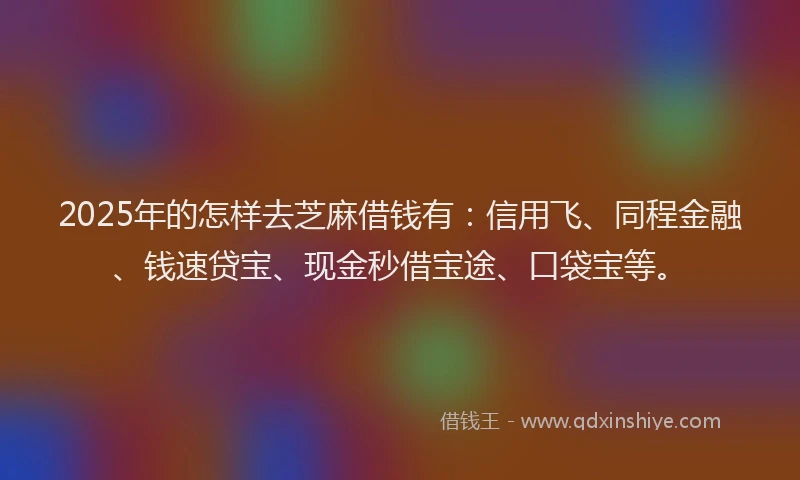 2025年的怎样去芝麻借钱有：信用飞、同程金融、钱速贷宝、现金秒借宝途、口袋宝等。