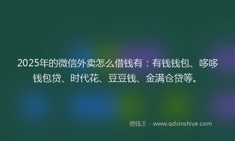 2025年的微信外卖怎么借钱有：有钱钱包、哆哆钱包贷、时代花、豆豆钱、金满仓贷等。