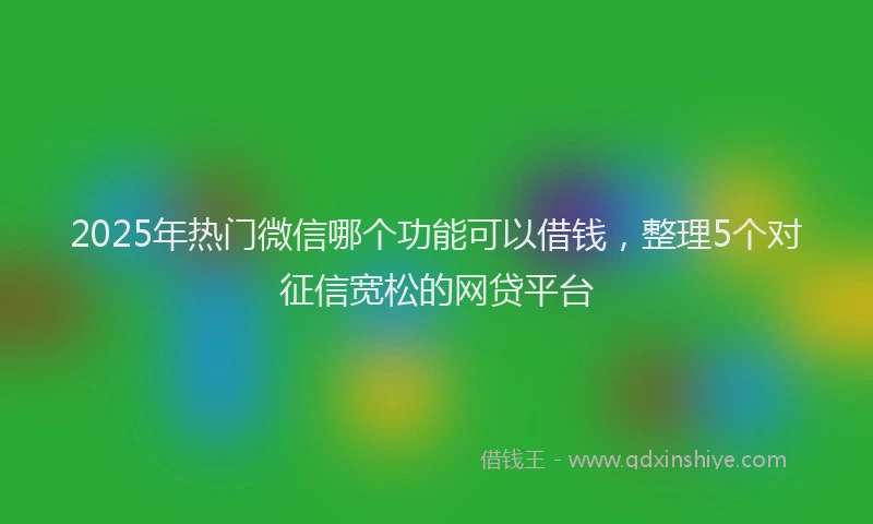 2025年热门微信哪个功能可以借钱，整理5个对征信宽松的网贷平台