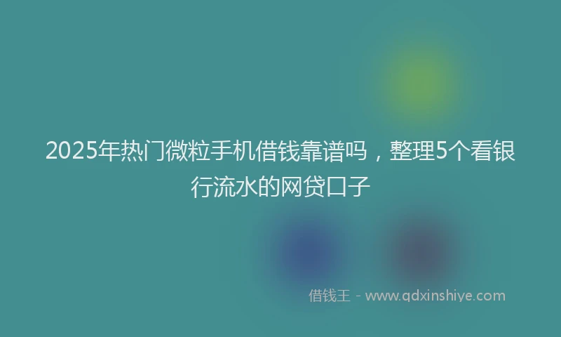 2025年热门微粒手机借钱靠谱吗，整理5个看银行流水的网贷口子