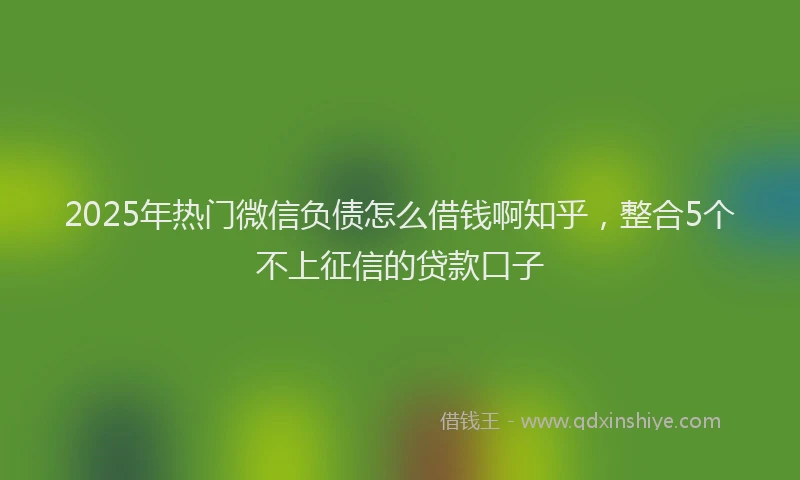 2025年热门微信负债怎么借钱啊知乎，整合5个不上征信的贷款口子