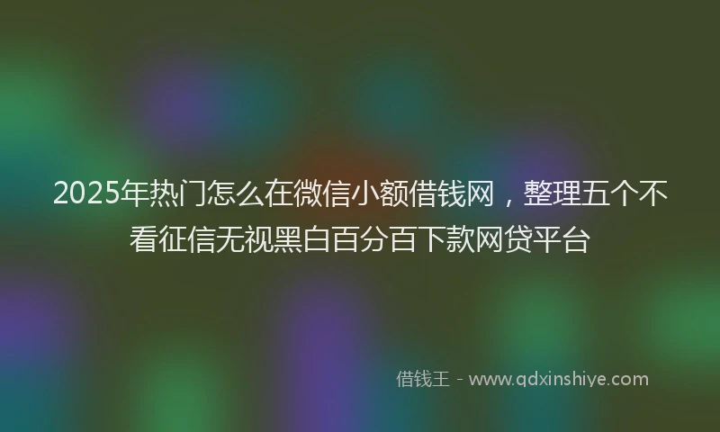 2025年热门怎么在微信小额借钱网，整理五个不看征信无视黑白百分百下款网贷平台