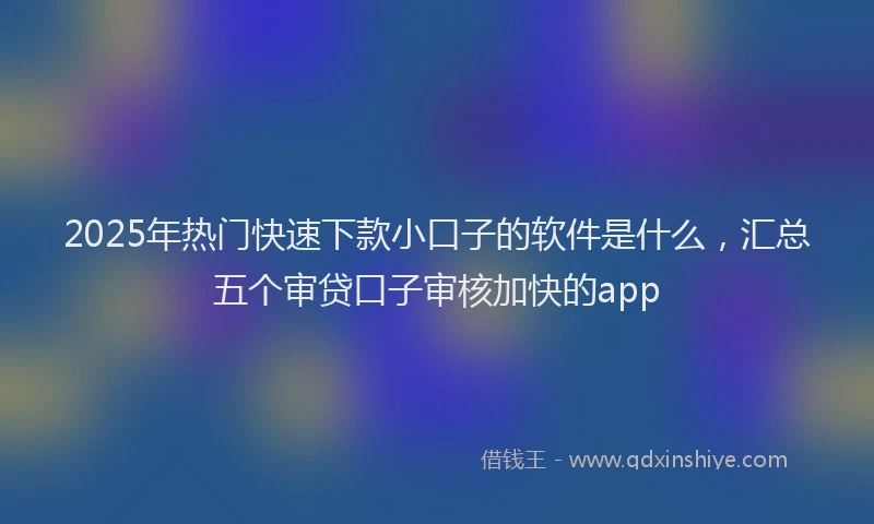 2025年热门快速下款小口子的软件是什么，汇总五个审贷口子审核加快的app