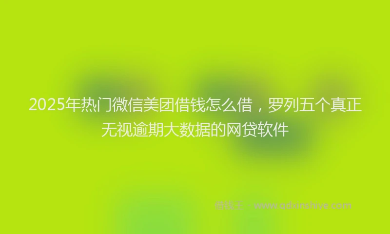 2025年热门微信美团借钱怎么借，罗列五个真正无视逾期大数据的网贷软件