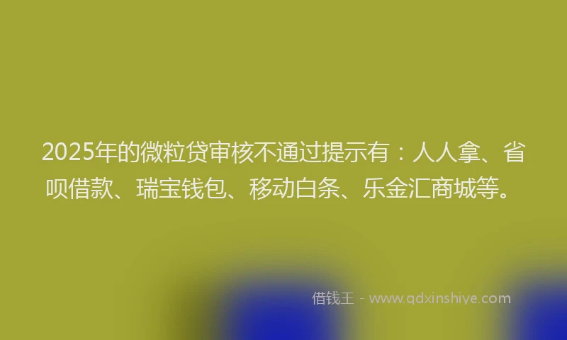 2025年的微粒贷审核不通过提示有：人人拿、省呗借款、瑞宝钱包、移动白条、乐金汇商城等。
