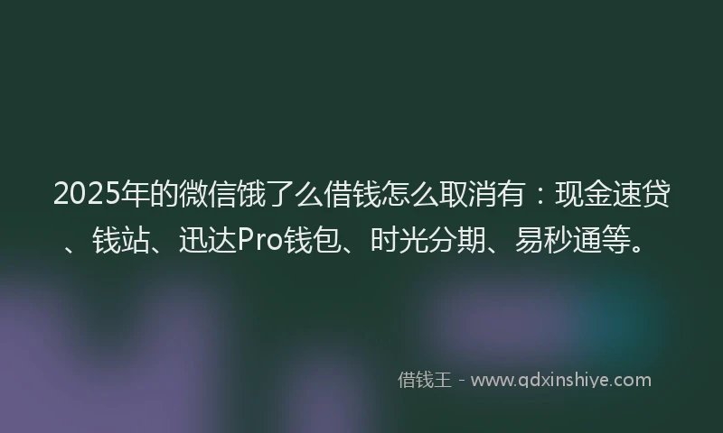 2025年的微信饿了么借钱怎么取消有：现金速贷、钱站、迅达Pro钱包、时光分期、易秒通等。