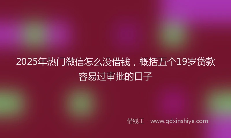 2025年热门微信怎么没借钱，概括五个19岁贷款容易过审批的口子