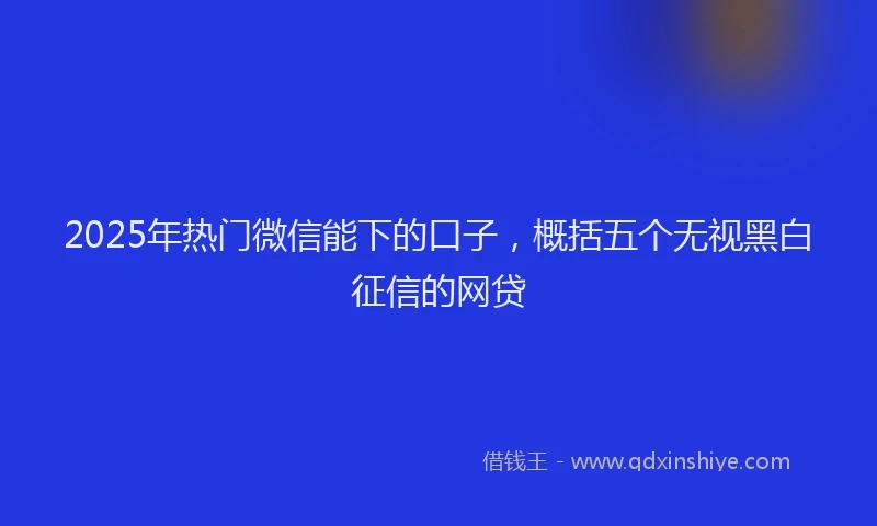 2025年热门微信能下的口子，概括五个无视黑白征信的网贷