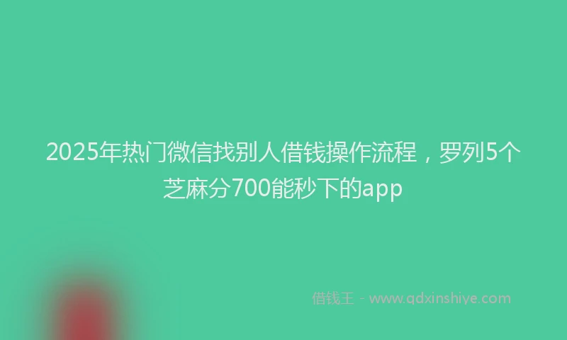 2025年热门微信找别人借钱操作流程，罗列5个芝麻分700能秒下的app