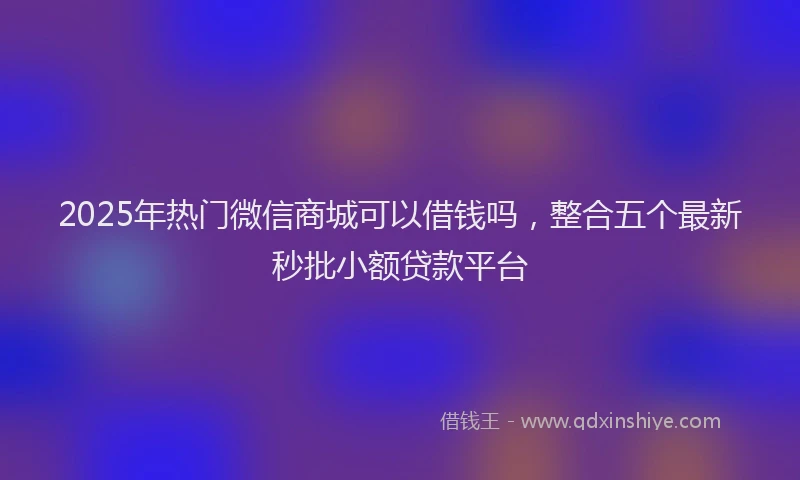 2025年热门微信商城可以借钱吗，整合五个最新秒批小额贷款平台