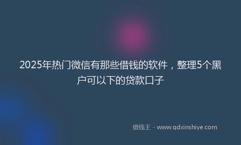 2025年热门微信有那些借钱的软件，整理5个黑户可以下的贷款口子