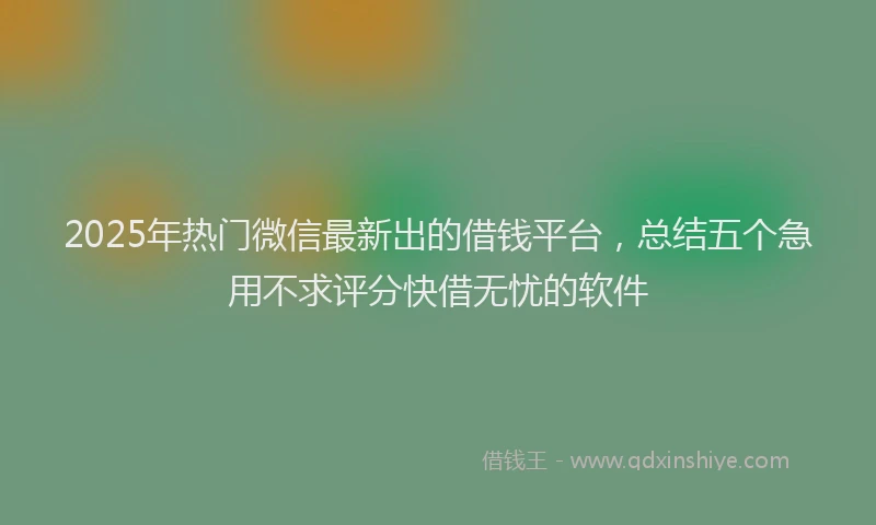 2025年热门微信最新出的借钱平台，总结五个急用不求评分快借无忧的软件