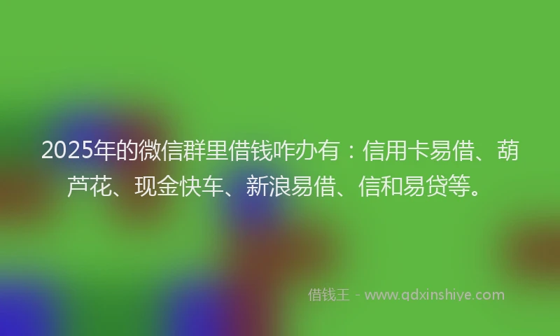 2025年的微信群里借钱咋办有：信用卡易借、葫芦花、现金快车、新浪易借、信和易贷等。